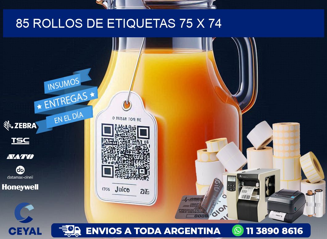 85 ROLLOS DE ETIQUETAS 75 x 74