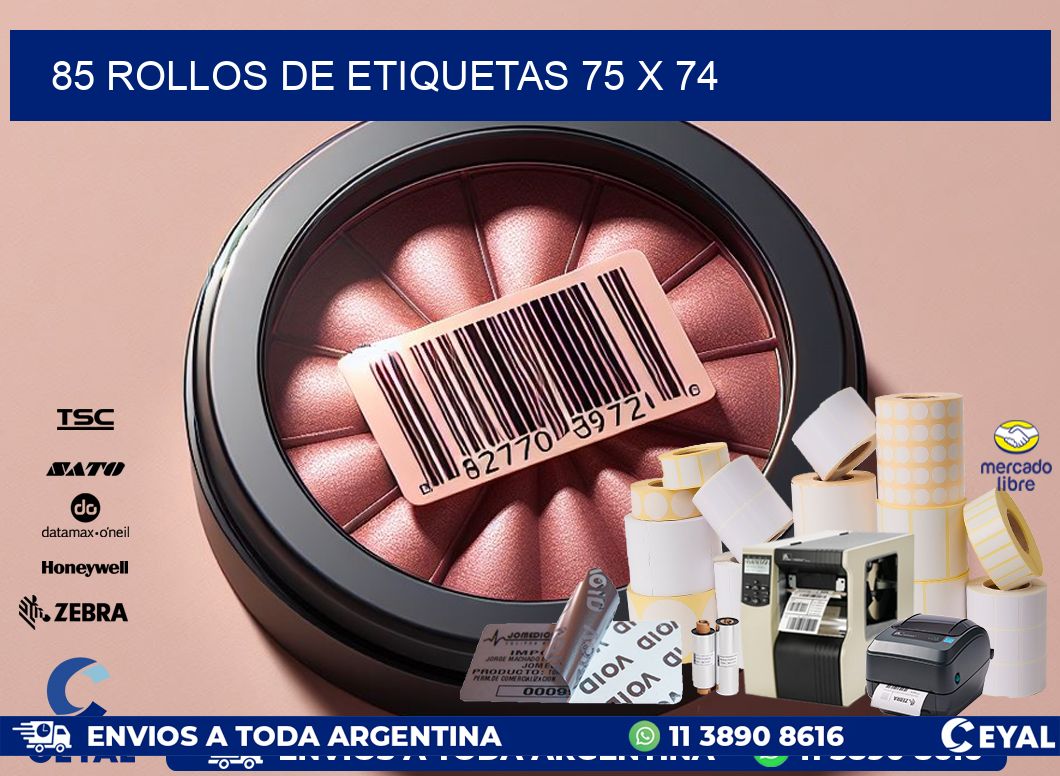 85 ROLLOS DE ETIQUETAS 75 x 74
