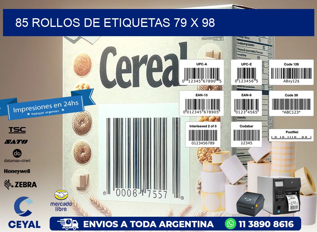 85 ROLLOS DE ETIQUETAS 79 x 98