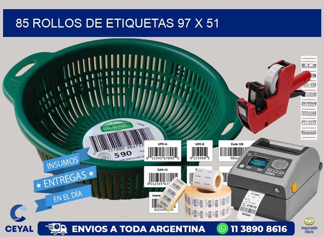 85 ROLLOS DE ETIQUETAS 97 x 51
