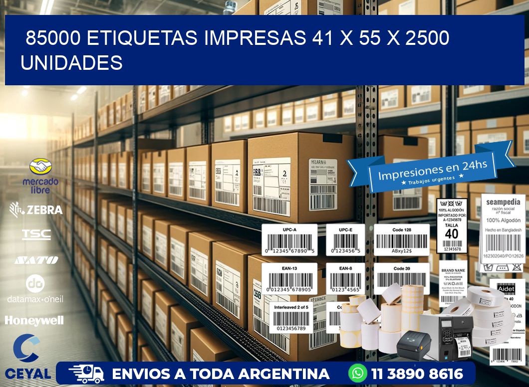 85000 ETIQUETAS IMPRESAS 41 x 55 X 2500 UNIDADES