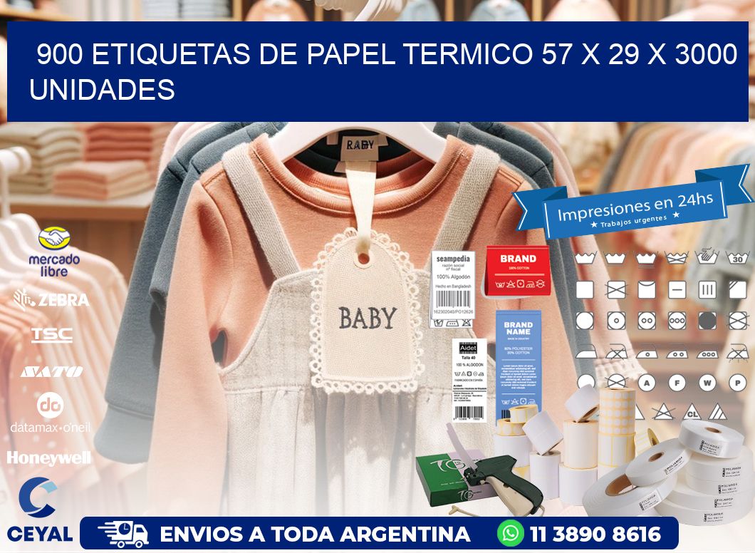 900 ETIQUETAS DE PAPEL TERMICO 57 x 29 X 3000 UNIDADES