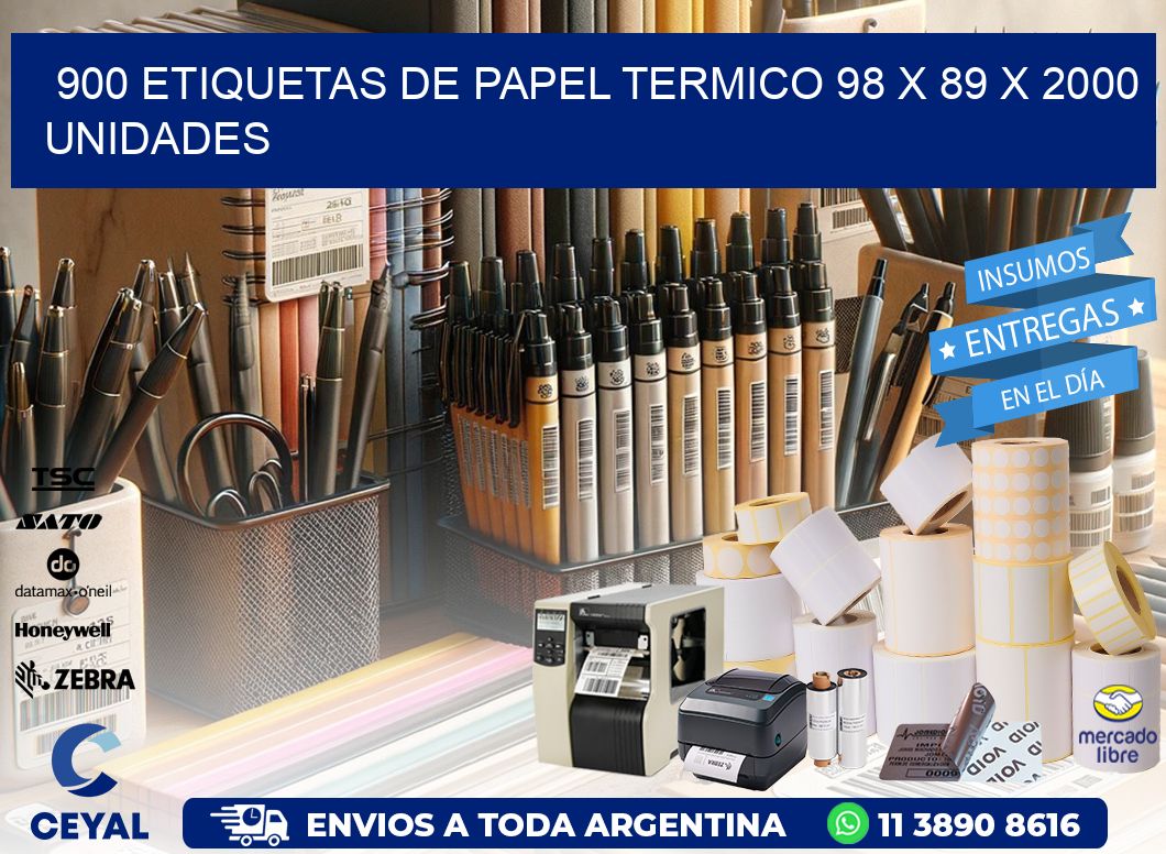 900 ETIQUETAS DE PAPEL TERMICO 98 x 89 X 2000 UNIDADES