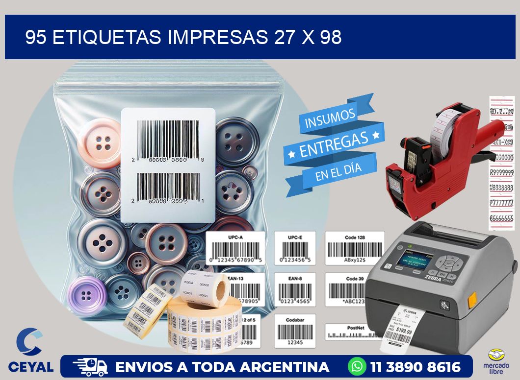 95 ETIQUETAS IMPRESAS 27 x 98