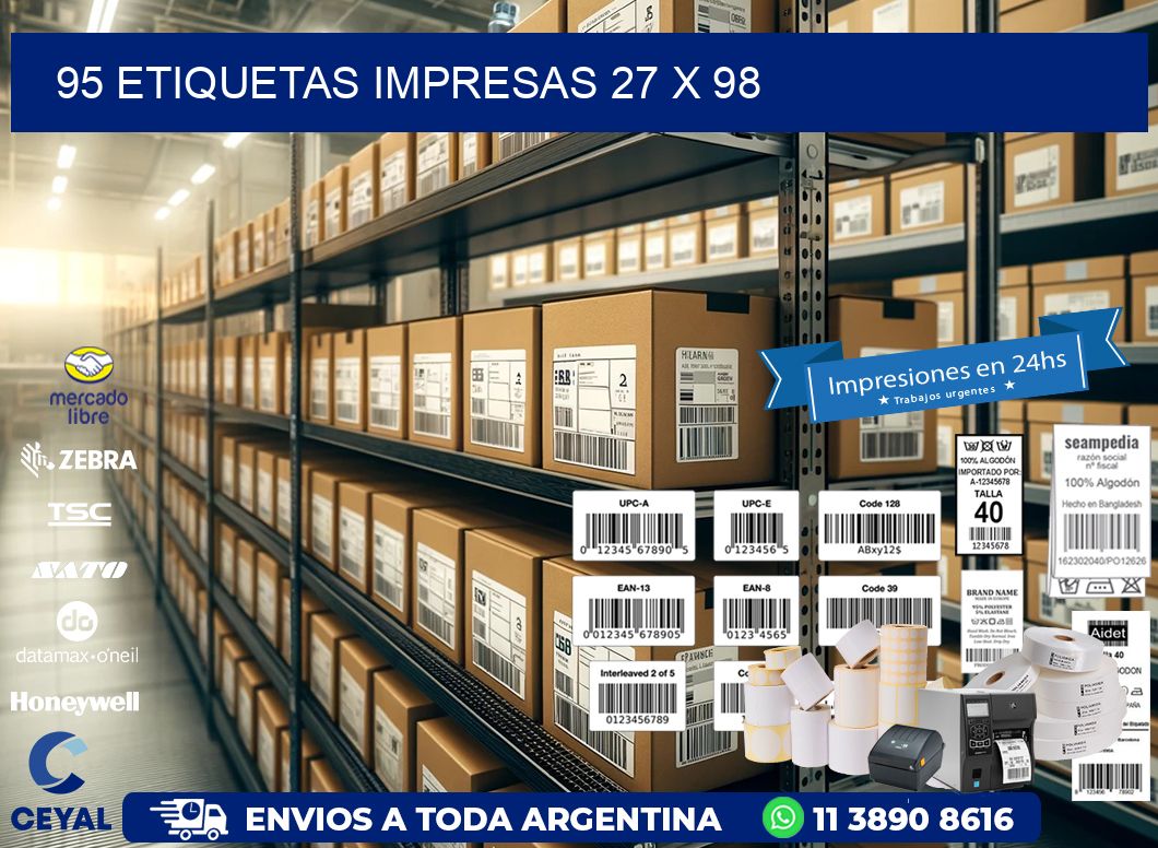 95 ETIQUETAS IMPRESAS 27 x 98