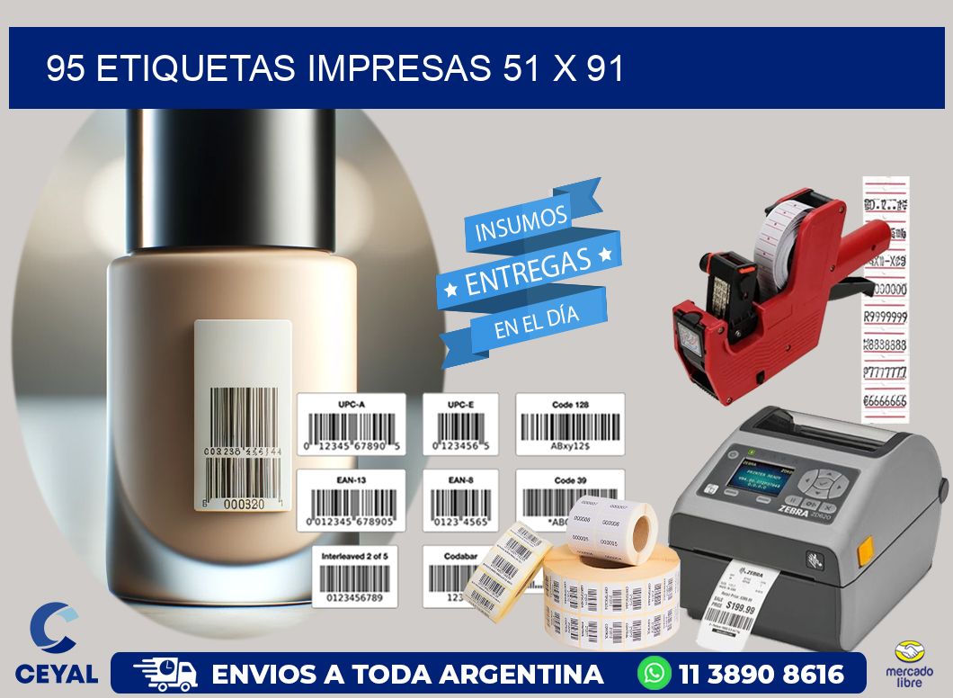 95 ETIQUETAS IMPRESAS 51 x 91