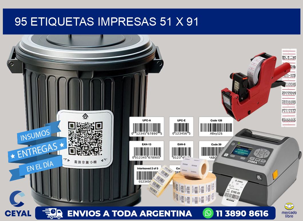 95 ETIQUETAS IMPRESAS 51 x 91