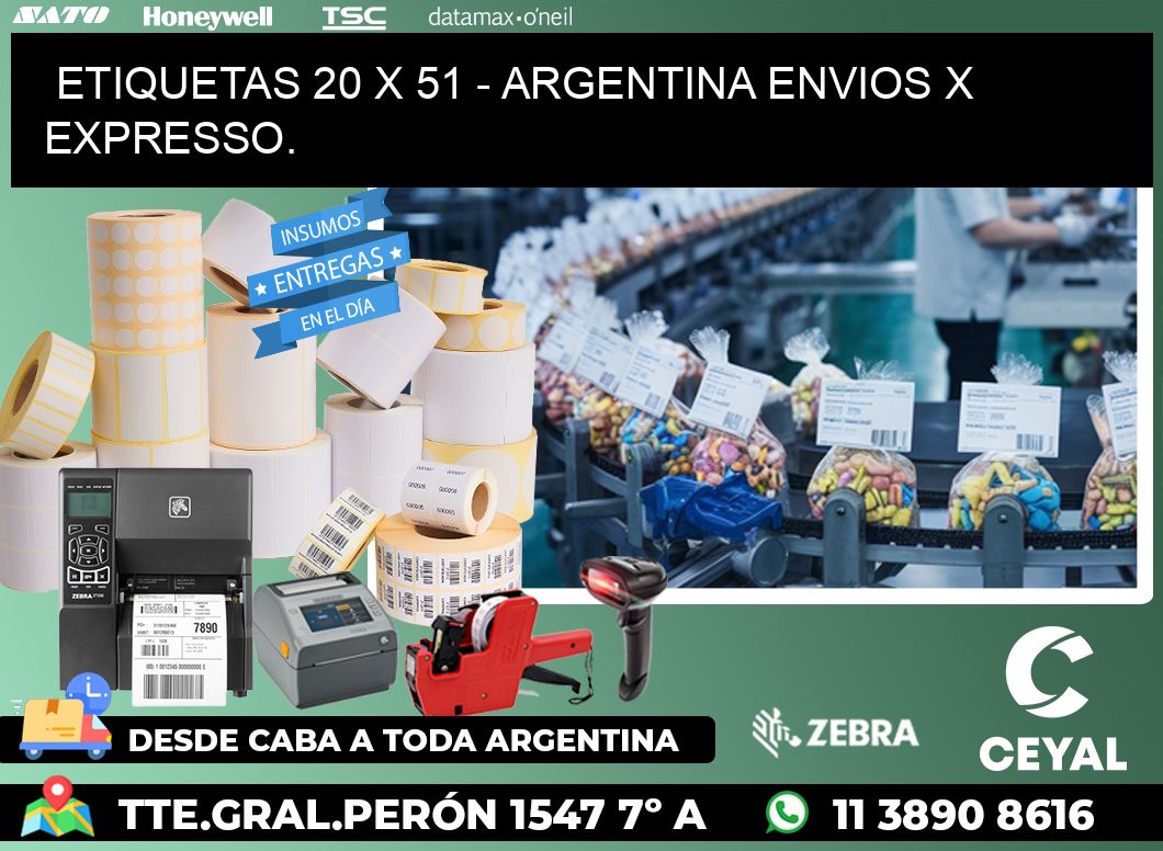 ETIQUETAS 20 x 51 - ARGENTINA ENVIOS X EXPRESSO.