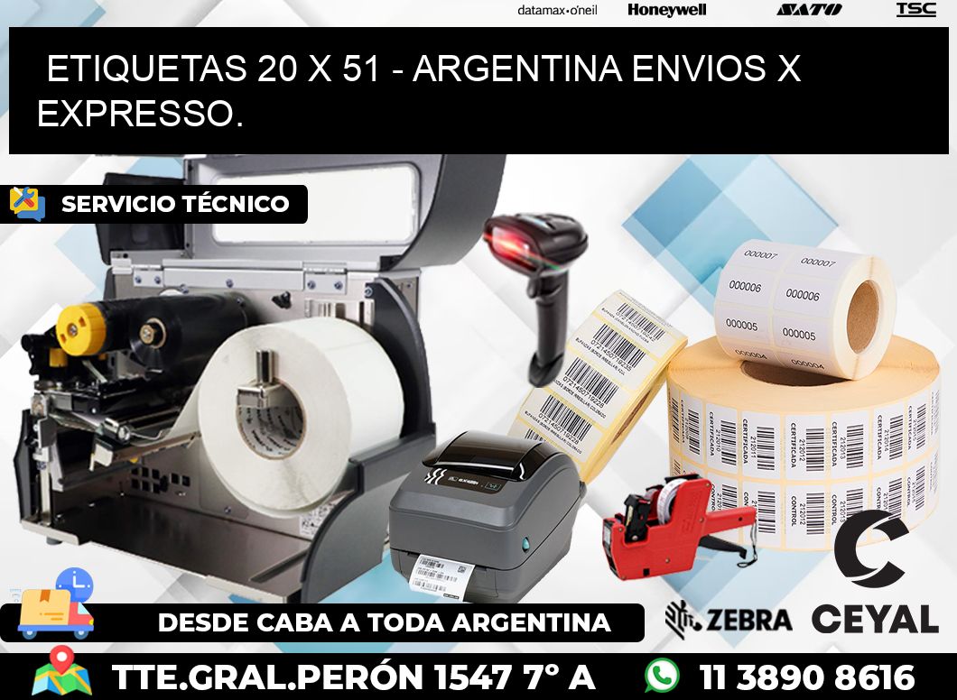 ETIQUETAS 20 x 51 - ARGENTINA ENVIOS X EXPRESSO.