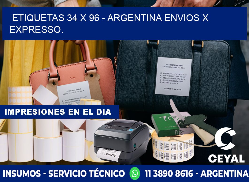 ETIQUETAS 34 x 96 - ARGENTINA ENVIOS X EXPRESSO.