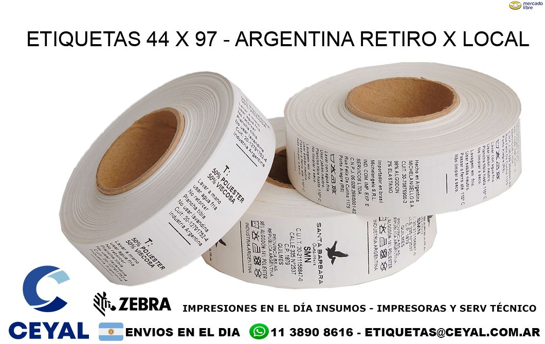 ETIQUETAS 44 x 97 - ARGENTINA RETIRO X LOCAL