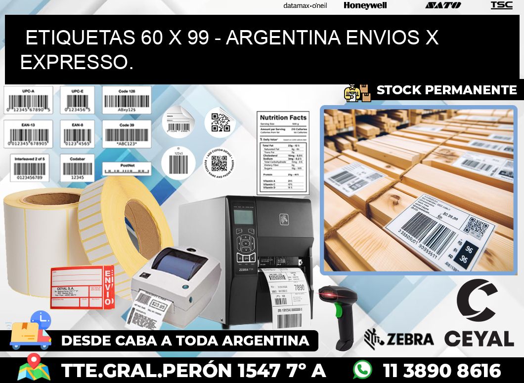 ETIQUETAS 60 x 99 – ARGENTINA ENVIOS X EXPRESSO.