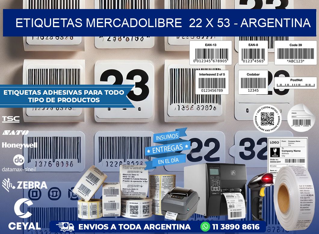 ETIQUETAS MERCADOLIBRE  22 x 53 - ARGENTINA