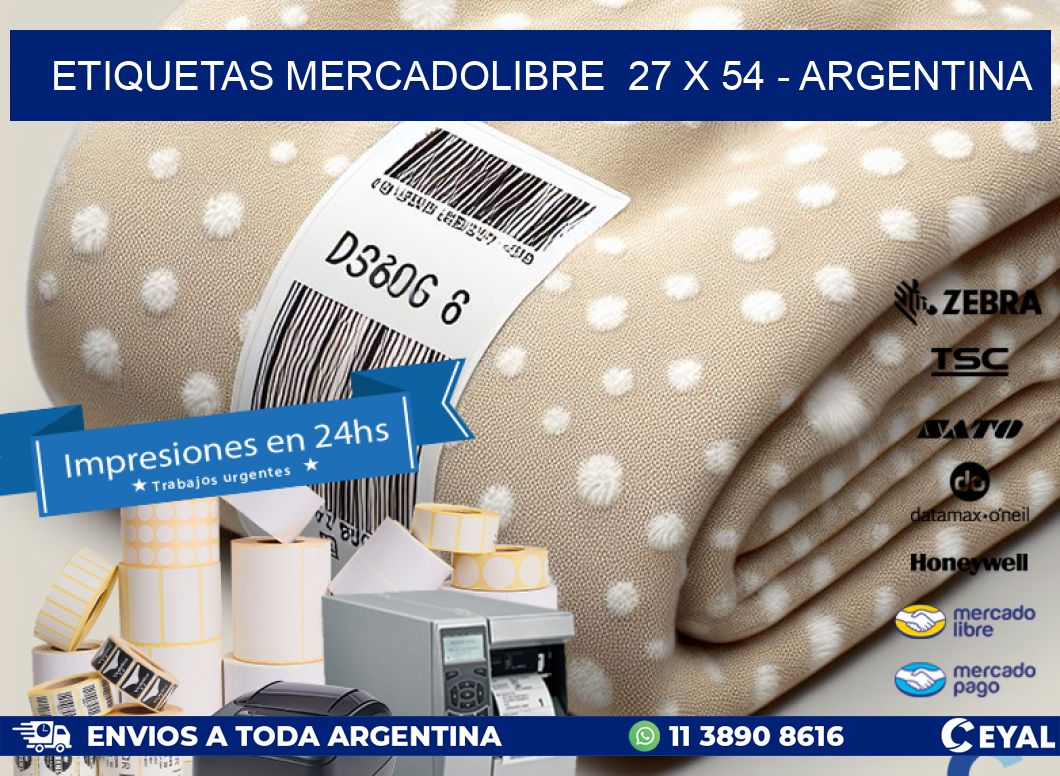 ETIQUETAS MERCADOLIBRE  27 x 54 - ARGENTINA