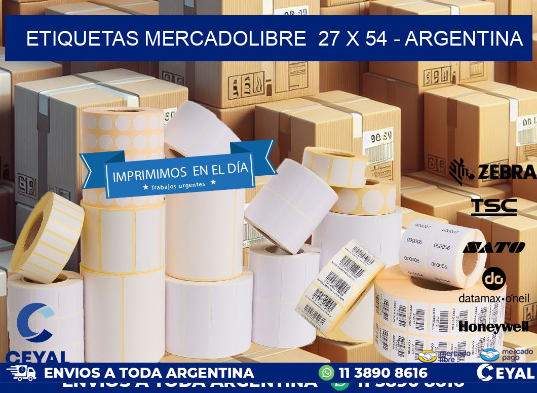 ETIQUETAS MERCADOLIBRE  27 x 54 - ARGENTINA