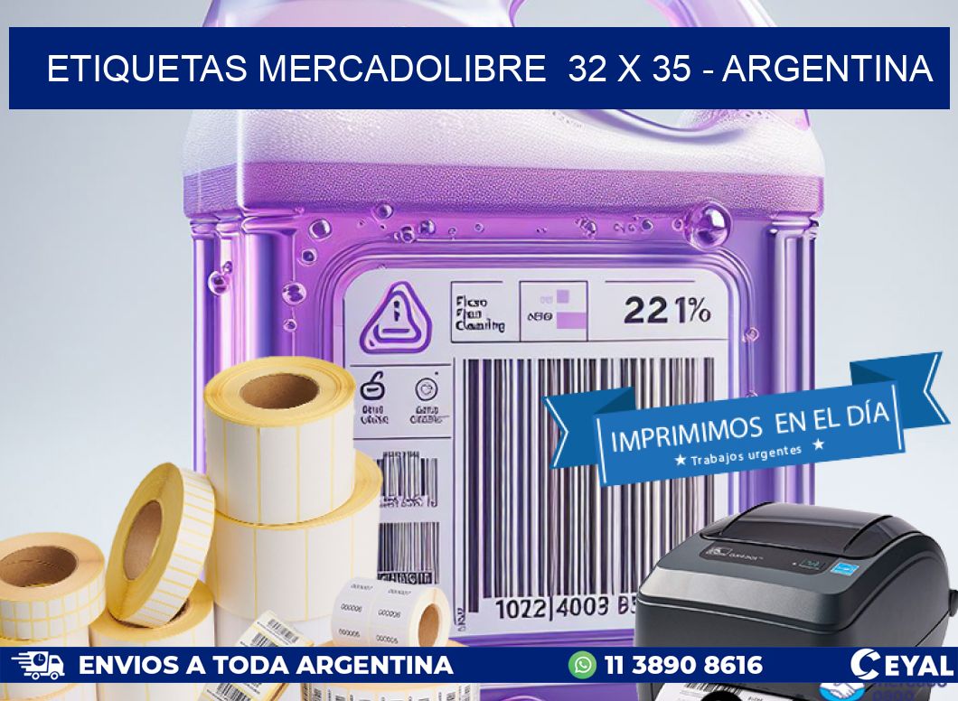 ETIQUETAS MERCADOLIBRE  32 x 35 - ARGENTINA
