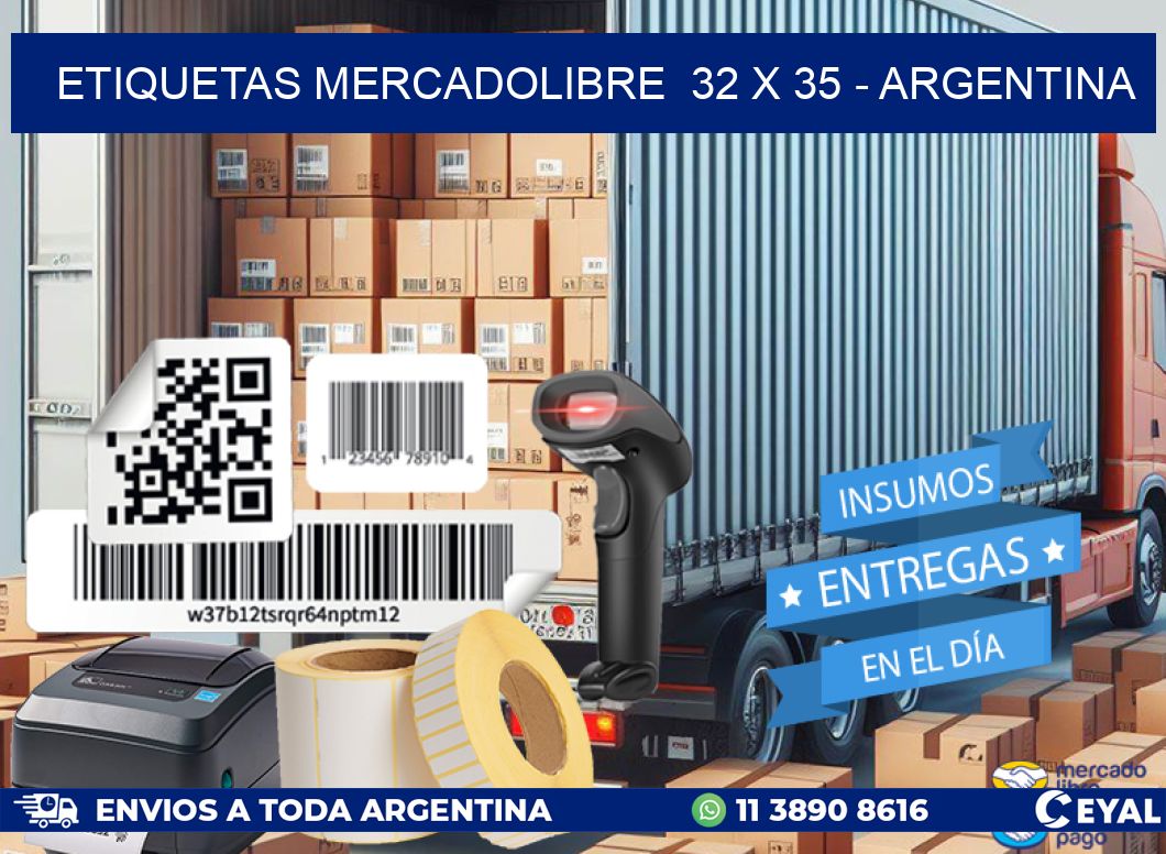 ETIQUETAS MERCADOLIBRE  32 x 35 - ARGENTINA