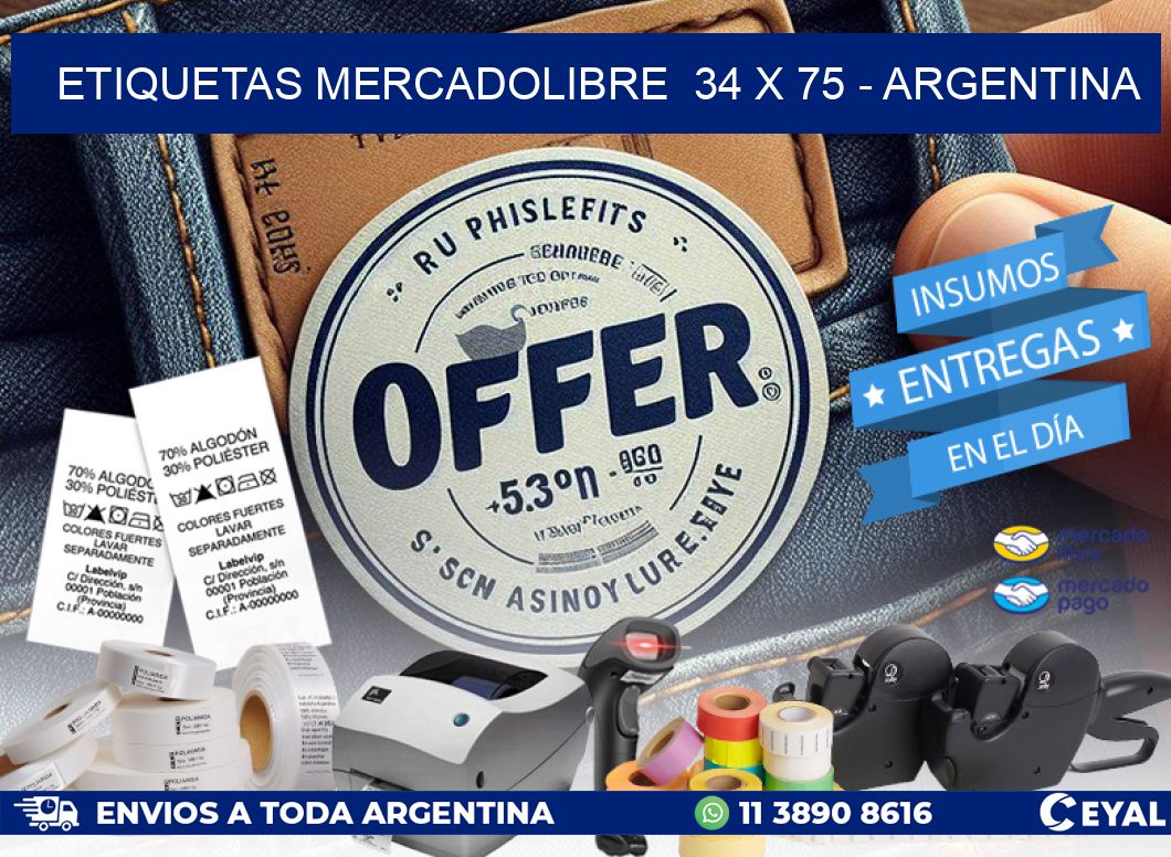 ETIQUETAS MERCADOLIBRE  34 x 75 – ARGENTINA