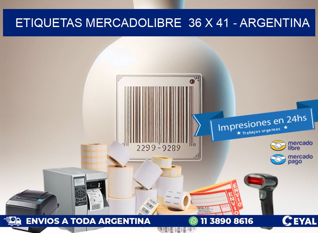 ETIQUETAS MERCADOLIBRE  36 x 41 - ARGENTINA