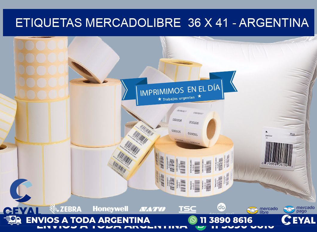 ETIQUETAS MERCADOLIBRE  36 x 41 - ARGENTINA