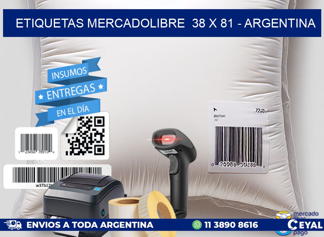 ETIQUETAS MERCADOLIBRE  38 x 81 - ARGENTINA