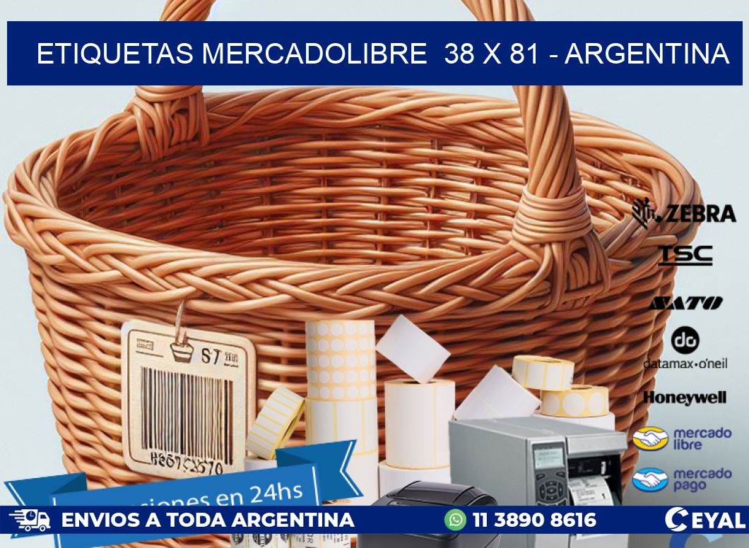 ETIQUETAS MERCADOLIBRE  38 x 81 - ARGENTINA