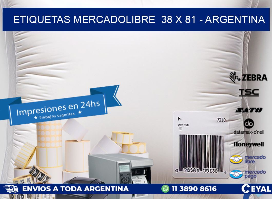 ETIQUETAS MERCADOLIBRE  38 x 81 - ARGENTINA