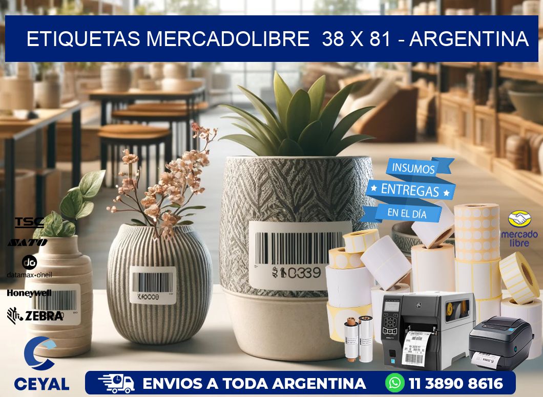 ETIQUETAS MERCADOLIBRE  38 x 81 - ARGENTINA