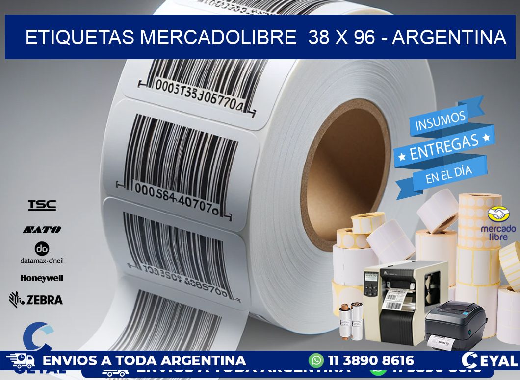 ETIQUETAS MERCADOLIBRE  38 x 96 - ARGENTINA