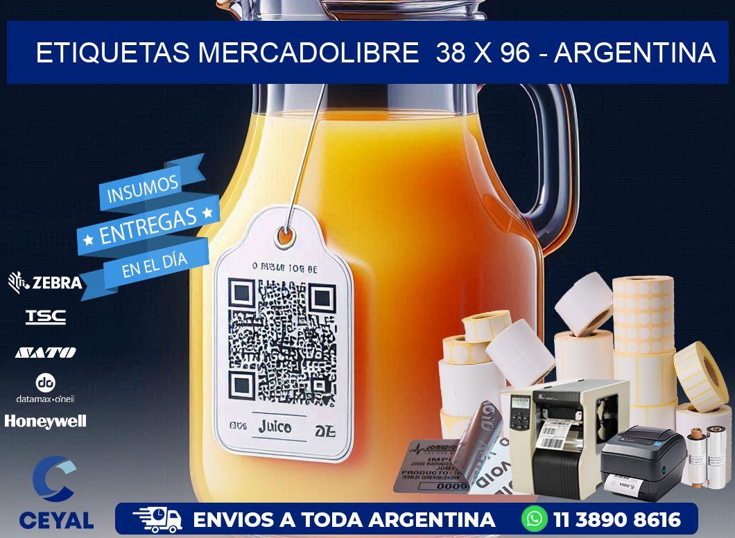 ETIQUETAS MERCADOLIBRE  38 x 96 - ARGENTINA