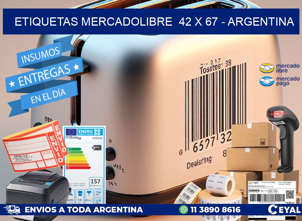 ETIQUETAS MERCADOLIBRE  42 x 67 - ARGENTINA