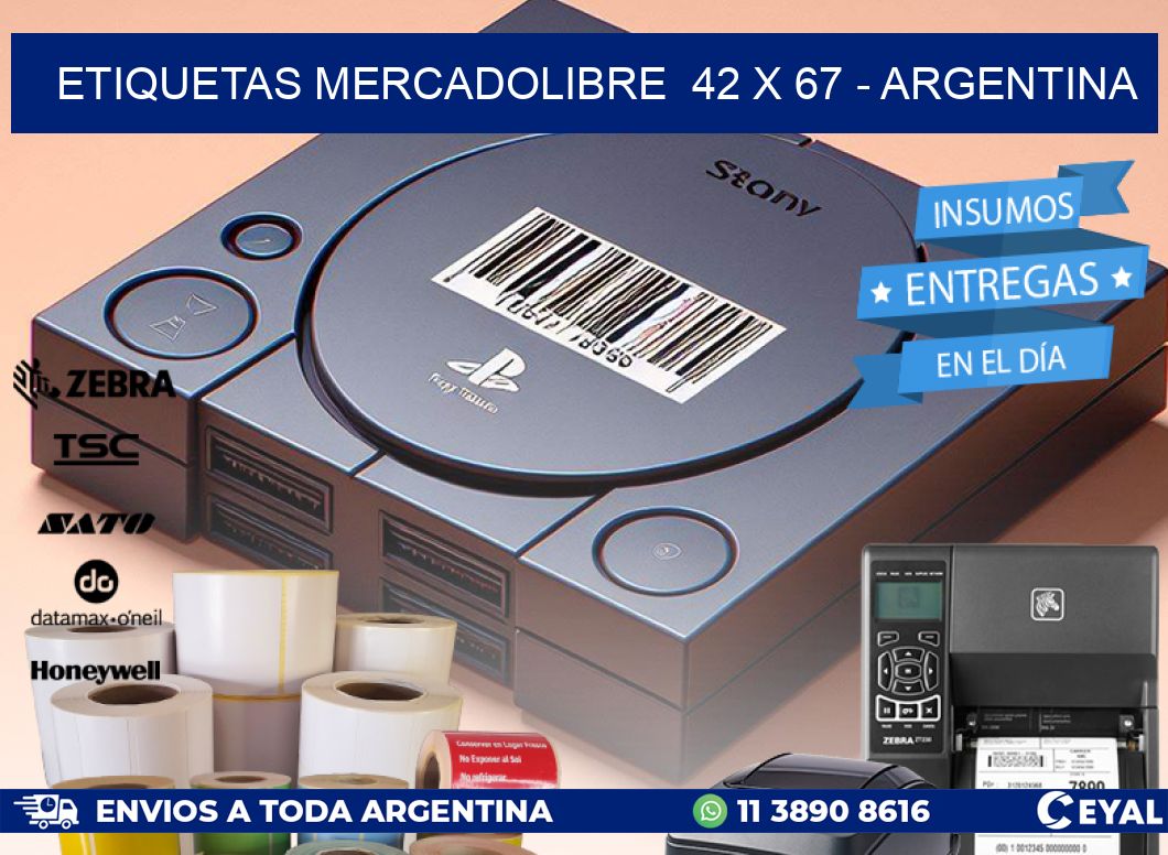 ETIQUETAS MERCADOLIBRE  42 x 67 - ARGENTINA