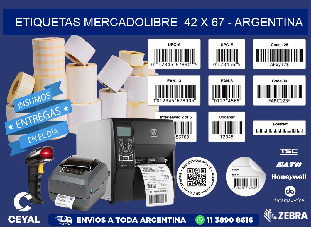 ETIQUETAS MERCADOLIBRE  42 x 67 - ARGENTINA