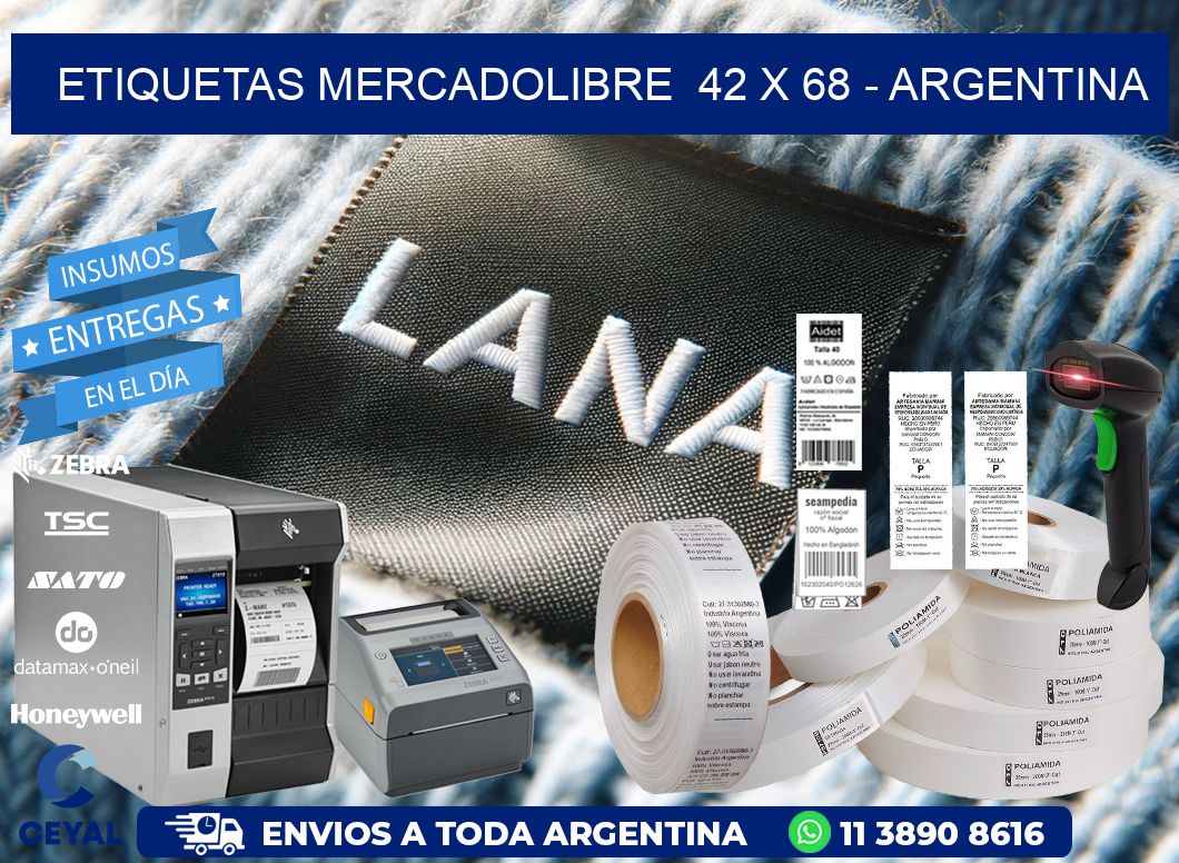 ETIQUETAS MERCADOLIBRE  42 x 68 - ARGENTINA