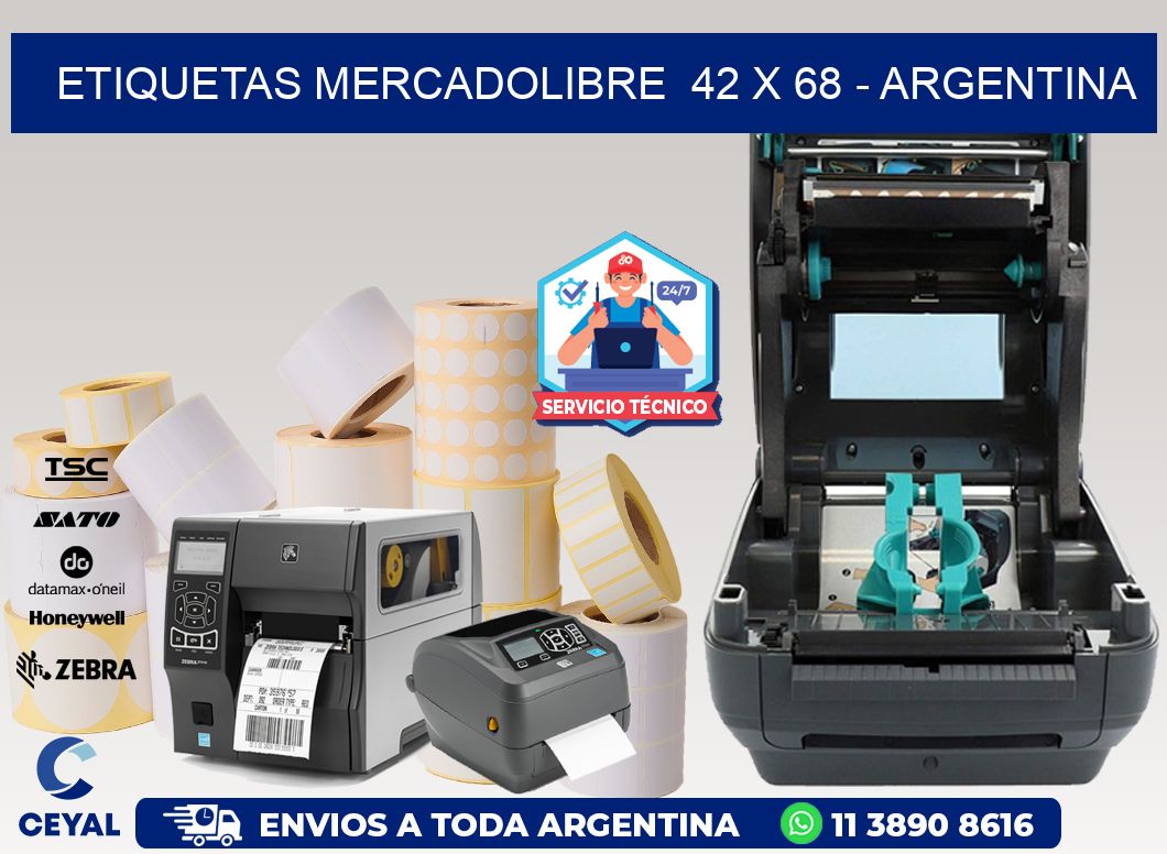 ETIQUETAS MERCADOLIBRE  42 x 68 - ARGENTINA