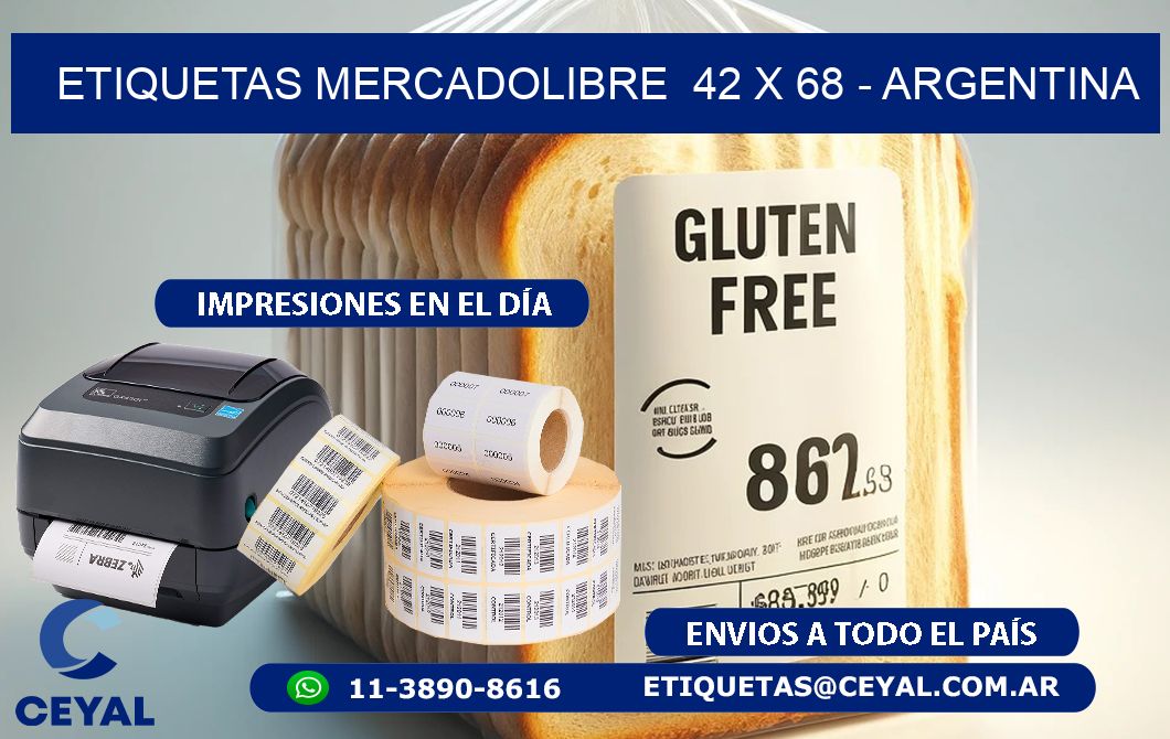 ETIQUETAS MERCADOLIBRE  42 x 68 - ARGENTINA