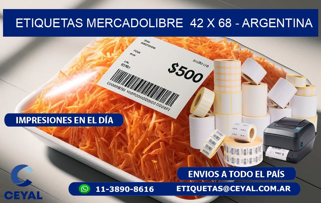 ETIQUETAS MERCADOLIBRE  42 x 68 - ARGENTINA