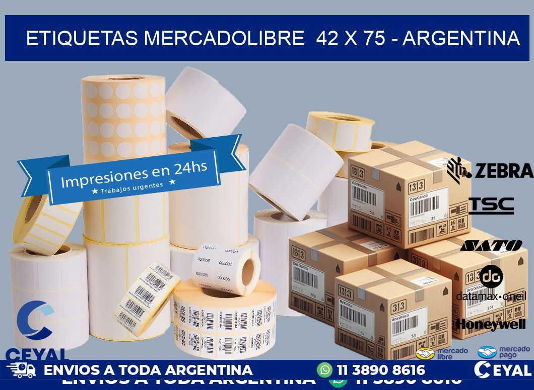 ETIQUETAS MERCADOLIBRE  42 x 75 - ARGENTINA
