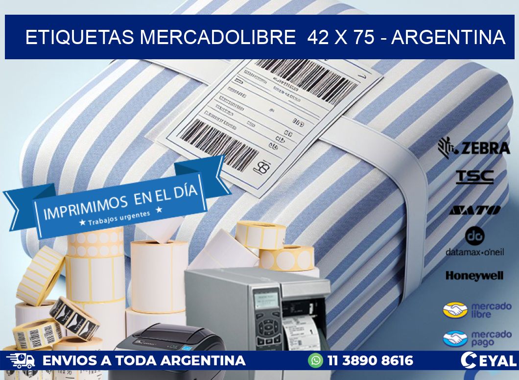 ETIQUETAS MERCADOLIBRE  42 x 75 - ARGENTINA