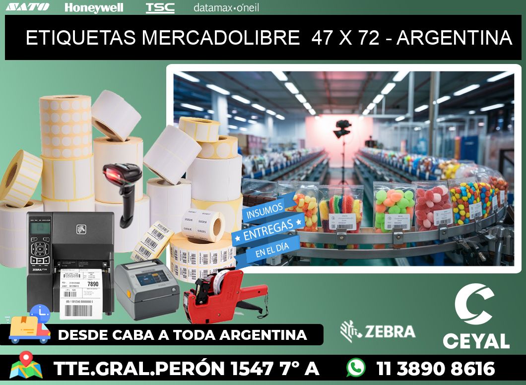 ETIQUETAS MERCADOLIBRE  47 x 72 - ARGENTINA