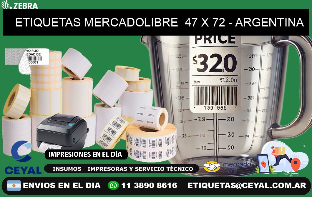 ETIQUETAS MERCADOLIBRE  47 x 72 - ARGENTINA