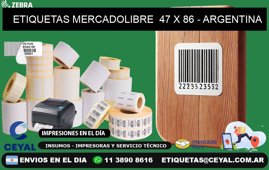 ETIQUETAS MERCADOLIBRE  47 x 86 - ARGENTINA