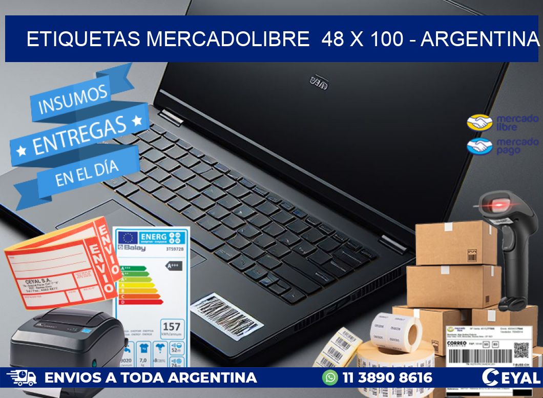 ETIQUETAS MERCADOLIBRE  48 x 100 - ARGENTINA