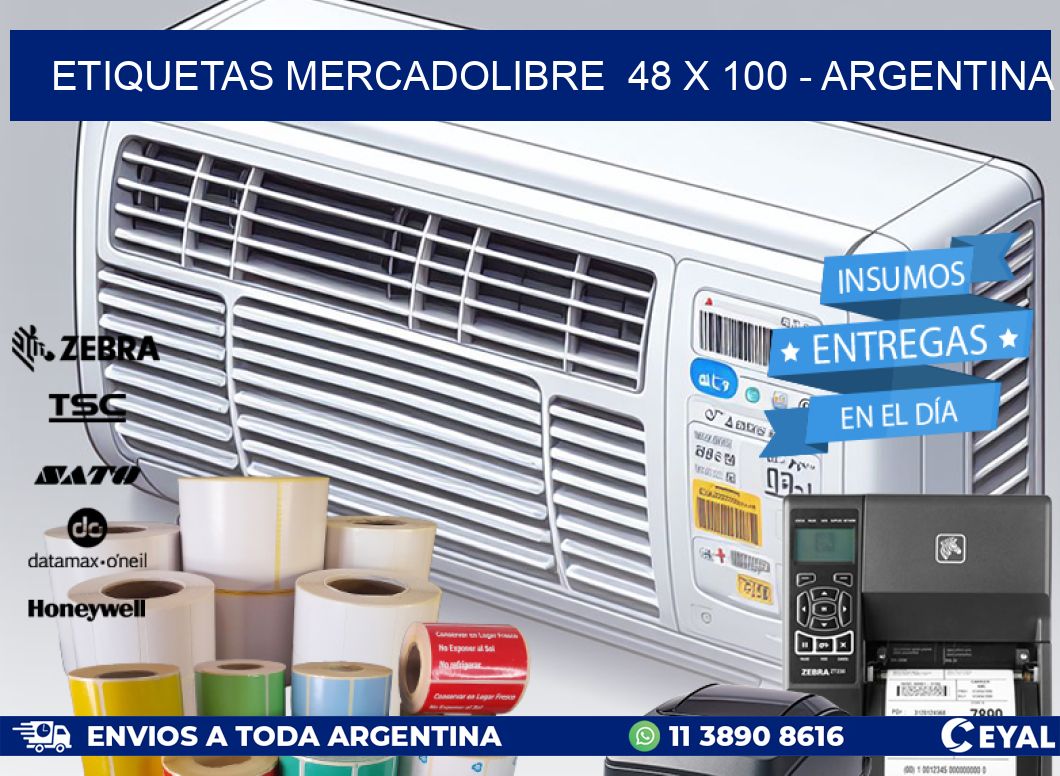 ETIQUETAS MERCADOLIBRE  48 x 100 - ARGENTINA