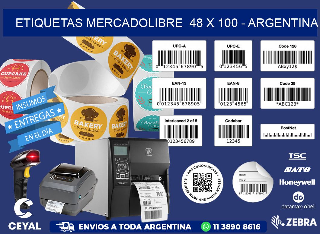ETIQUETAS MERCADOLIBRE  48 x 100 - ARGENTINA