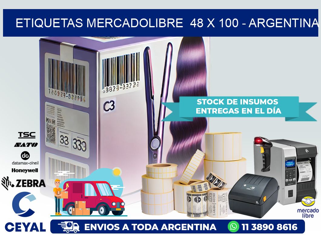 ETIQUETAS MERCADOLIBRE  48 x 100 – ARGENTINA