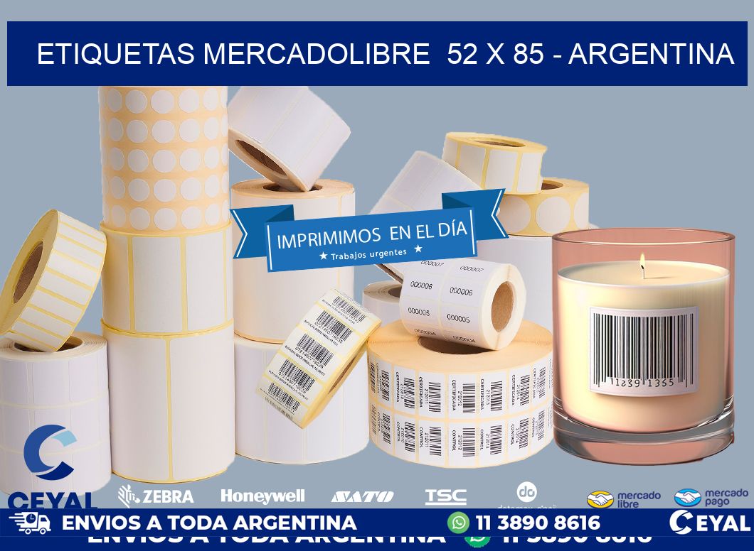 ETIQUETAS MERCADOLIBRE  52 x 85 - ARGENTINA