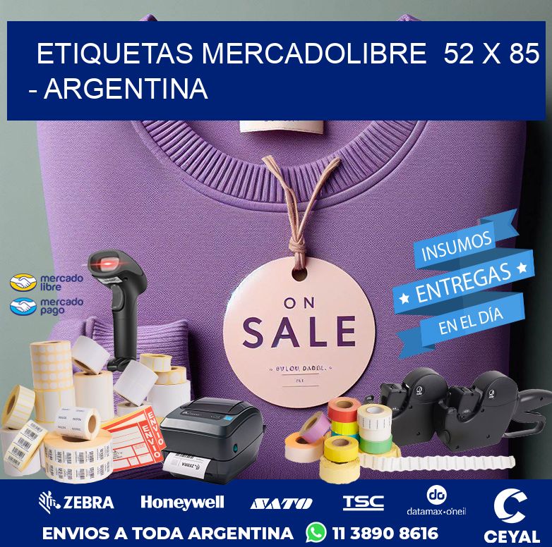 ETIQUETAS MERCADOLIBRE  52 x 85 - ARGENTINA