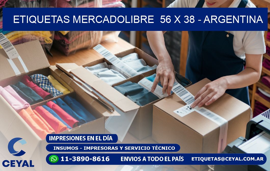 ETIQUETAS MERCADOLIBRE  56 x 38 - ARGENTINA