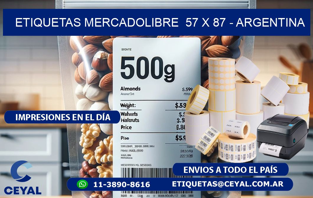 ETIQUETAS MERCADOLIBRE  57 x 87 - ARGENTINA